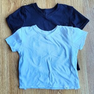 Burts Bees Organic Cotton V-Neck Set Of 3 T-Shirts - Navy, Gray and White